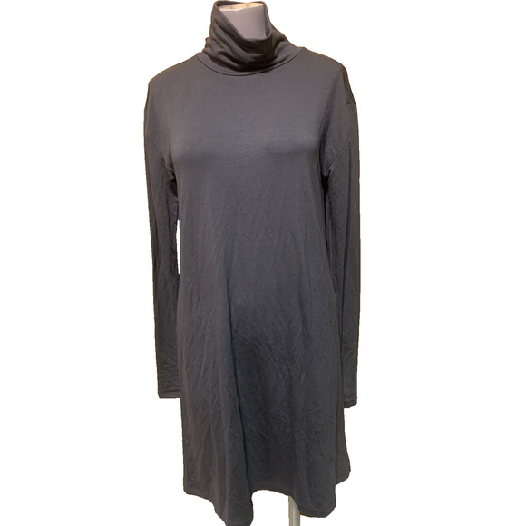 Ann Taylor LOFT Turtleneck Dress Womens Medium Gray Long Sleeve Knit Dress - Picture 1 of 6